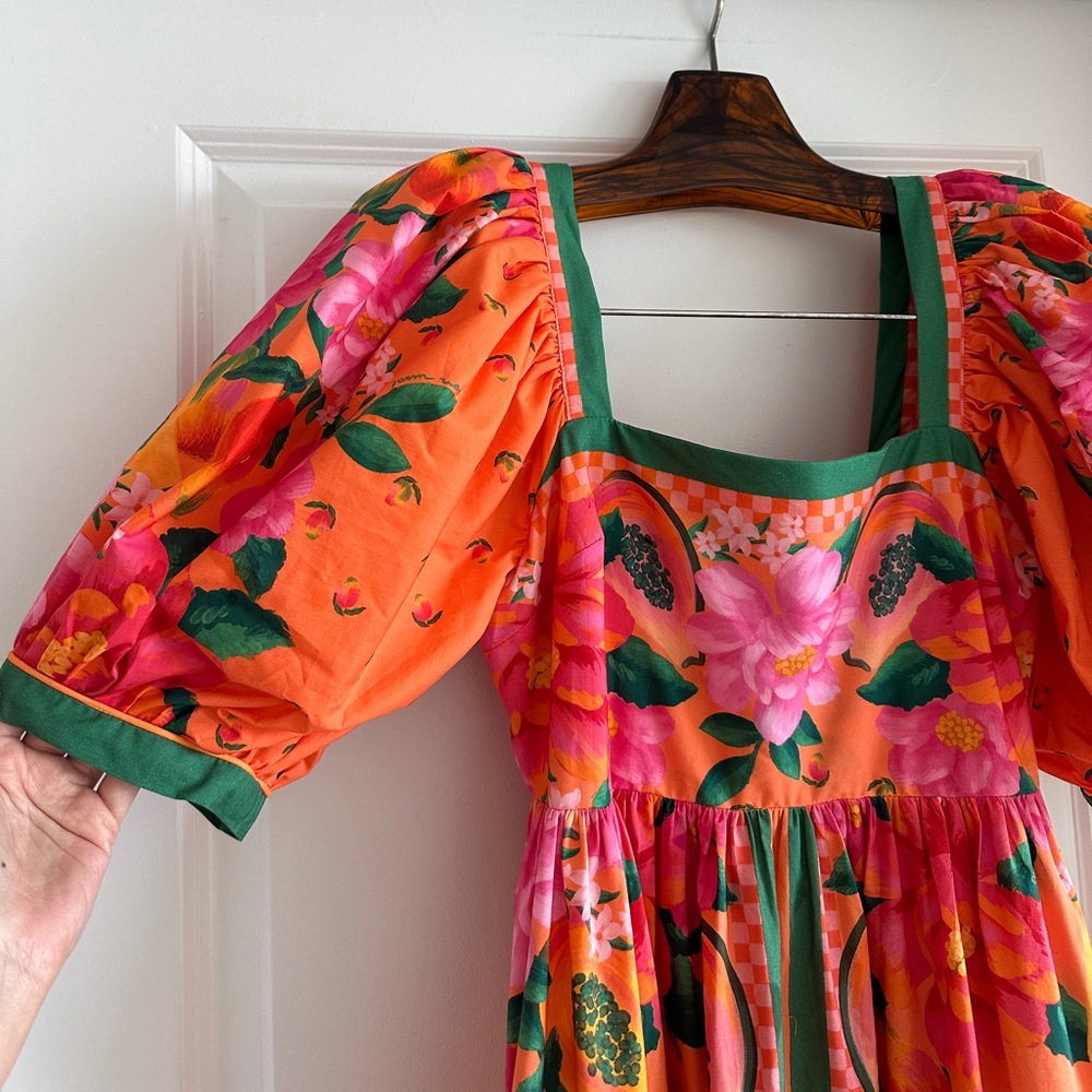 FARM Rio Orange Floral Midi Dress - Picture 3 of 12